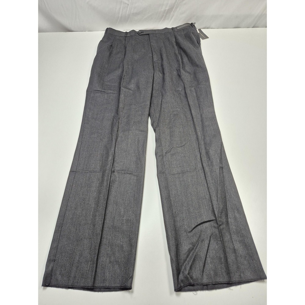VTG Gianelli Atlantic Dress Pants Mens 38x36 Gray Wool Pleated Classic Fit NWT